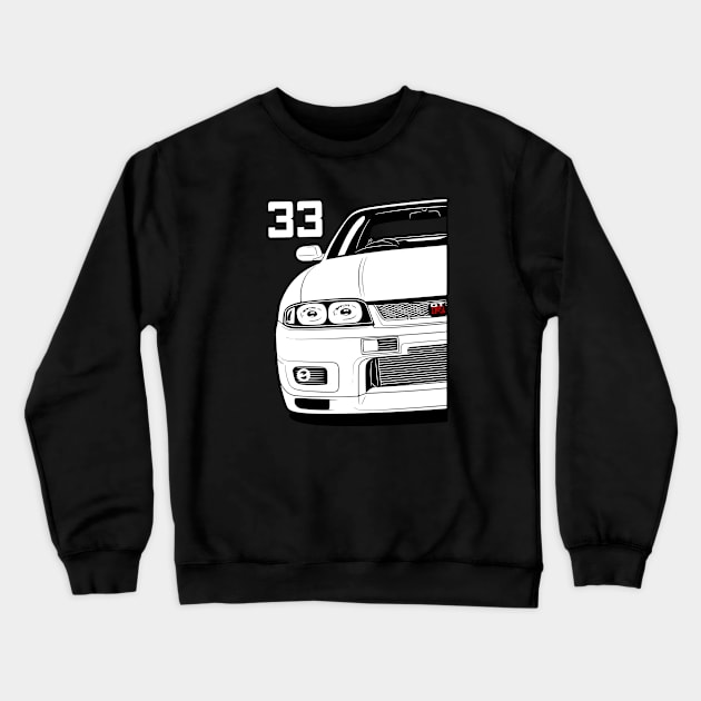 R33 GT-R Skyline JDM Tuning Car Crewneck Sweatshirt by Automotive Apparel & Accessoires